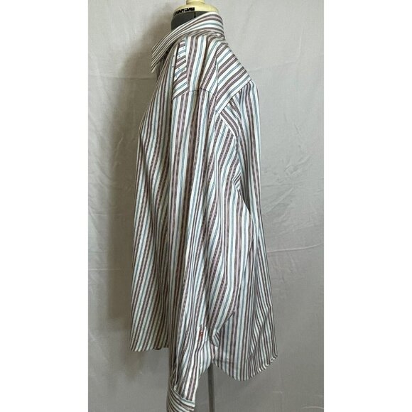 Robert Graham Men's Shirt 2XL Flip Cuff Striped Embroidered Turquoise - Picture 5 of 16